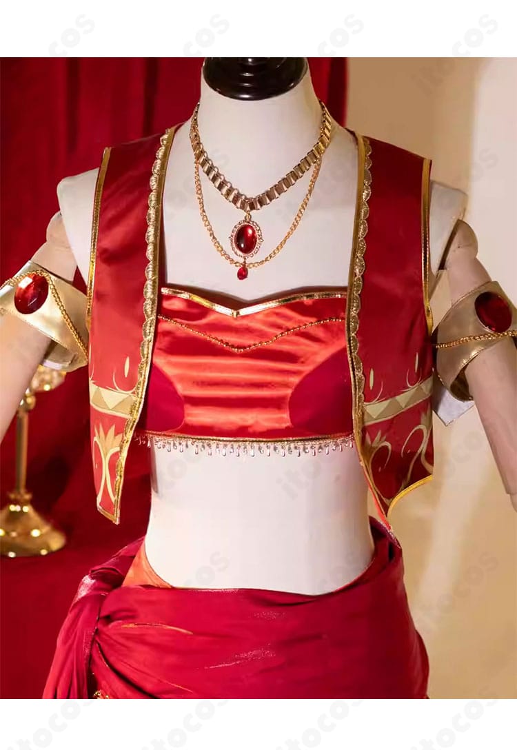 愛城華恋 千夜一夜物語ver.コスプレの刺繍風意匠と花柄装飾のクローズアップ。近距離撮影に映える精緻なディテール。