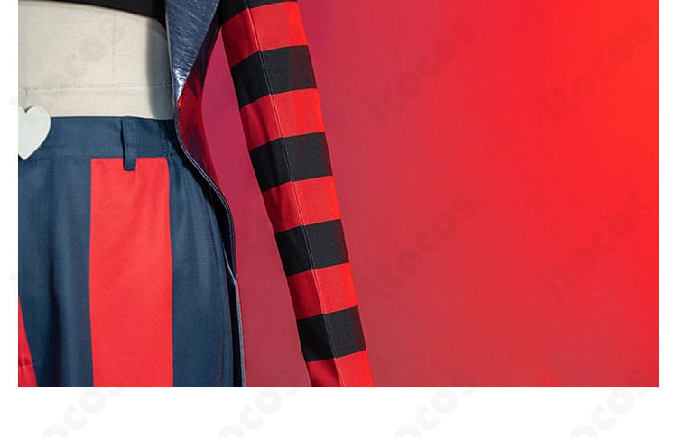 左腕装飾：ヴェルヴェットの左袖ディテール。装飾の形状と縫製ラインを確認可能。