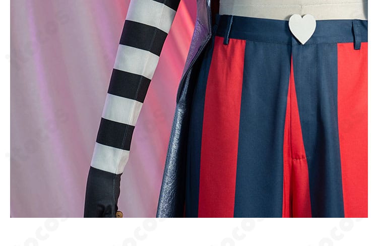 右腕装飾：ヴェルヴェット衣装の右袖ディテール。配色とラインの意匠を鮮明に表現。