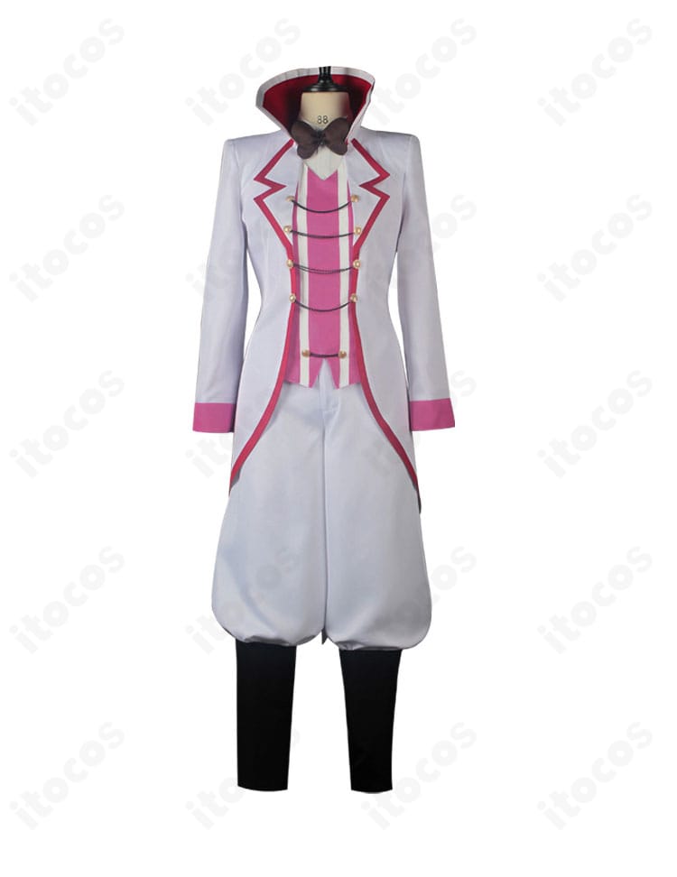 ルシファー コスプレ衣装一式の正面全体像。コート・ベスト・シャツ・パンツの重ねで高忠実に再現されたシルエットが分かる画像。