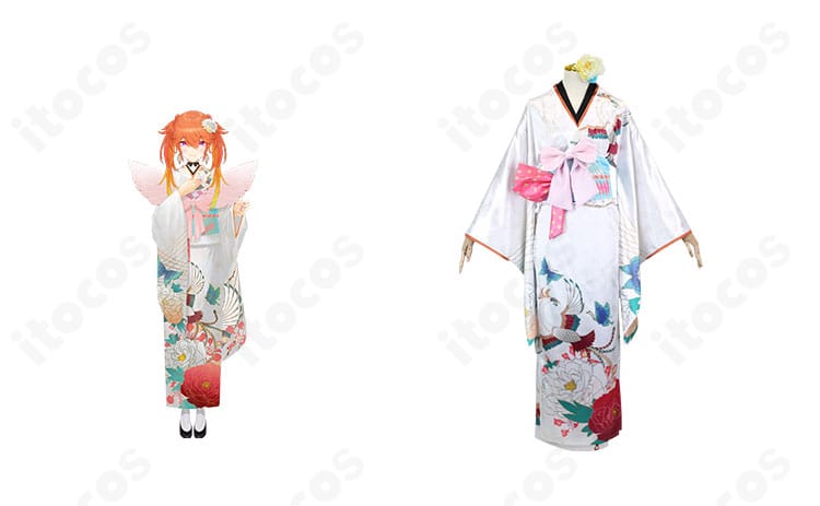 ホロライブ 小鳥遊キアラ お正月衣装の正面全体と公式イメージ風のコラージュ。高再現の和装ディテールが伝わる構図。