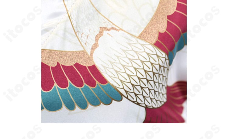 ホロライブ 小鳥遊キアラ お正月衣装の図案と装飾詳細。和柄モチーフの精緻さが伝わる写真。