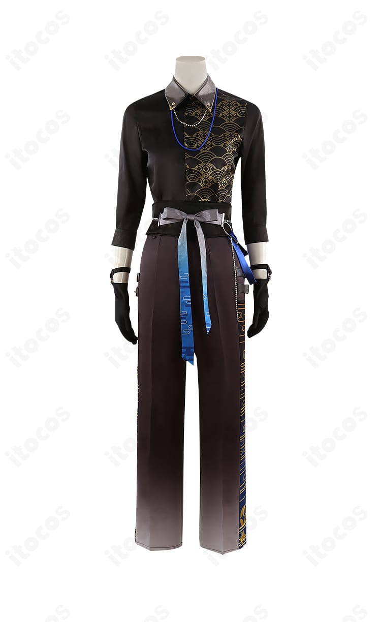 インナー（シャツ）と縫製のアップ。ステージライティングでも乱れにくいステッチと適度な艶感の生地。