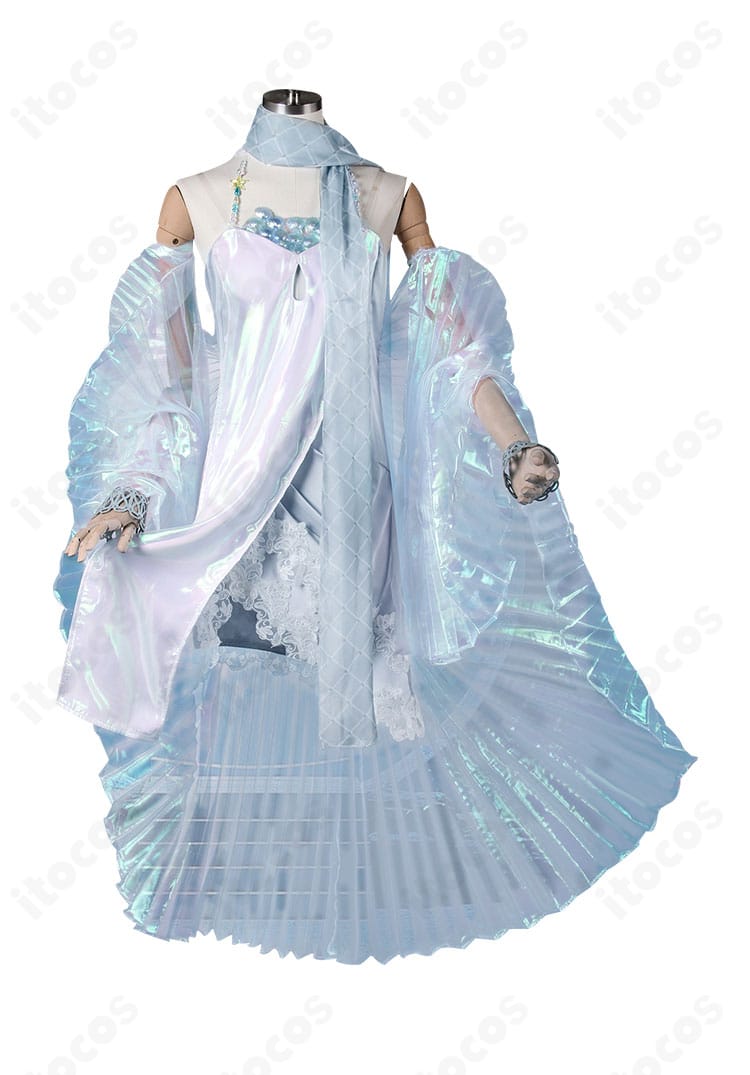 無期迷途 L.L. コスプレ衣装の正面全体像。コートとワンピースのレイヤード、マフラーや装飾の配置が確認できる。