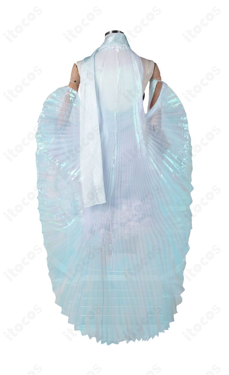 無期迷途 L.L. コスプレ衣装の背面全体像。コート裾のラインや背面装飾のバランスを詳細に表示。