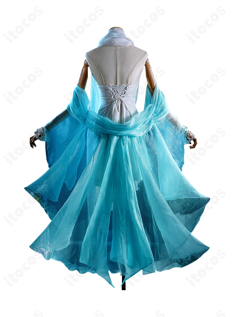 無期迷途 L.L. 島主衣装の背面。スカートのドレープと背面装飾の配置が見える。