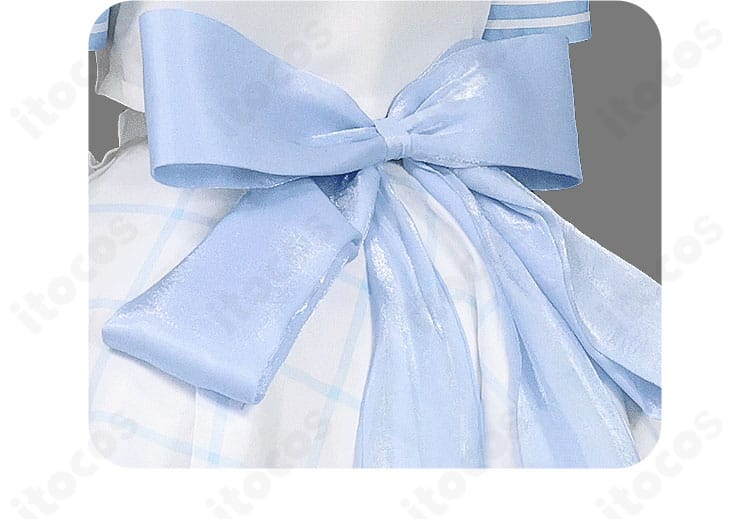 背部の蝶結び装飾アップ。形が崩れにくい構造で立体的に見えるデザイン