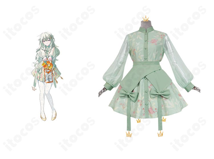 草薙寧々の4th Anniversary 感謝祭衣装コスプレの正面全身と公式イラストの比較構図。シルエットと装飾の再現度が分かる商品画像。