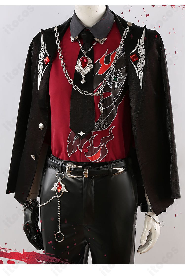 上衣の装飾ディテール（ラペル周りの装飾とステッチ）