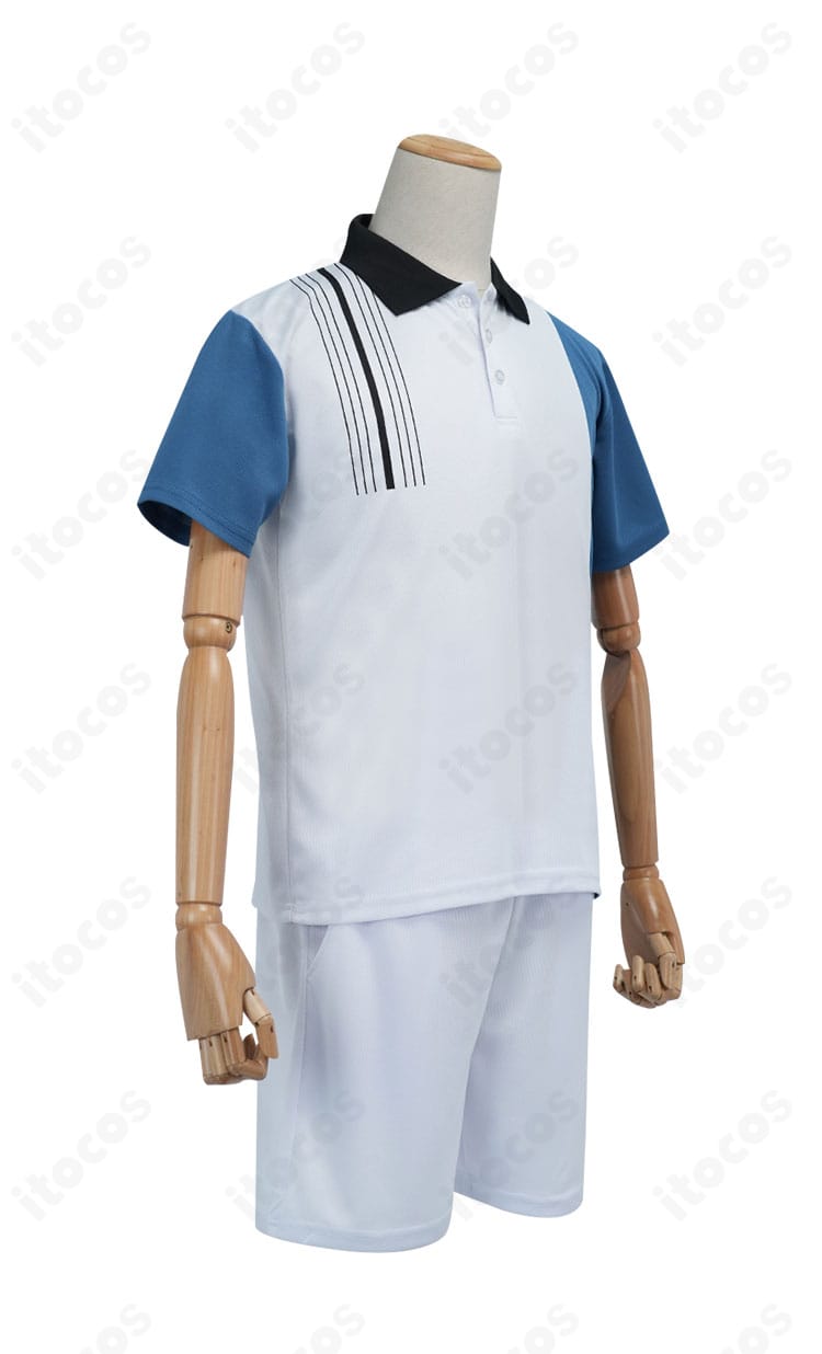 跡部景吾 コスプレ衣装 右側面。氷帝ジャージのサイドラインや袖口の仕上げを確認できるディテール画像