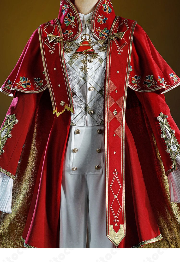 賢者の石衣装の装飾ディテール、精緻な刺繍と模様をクローズアップ