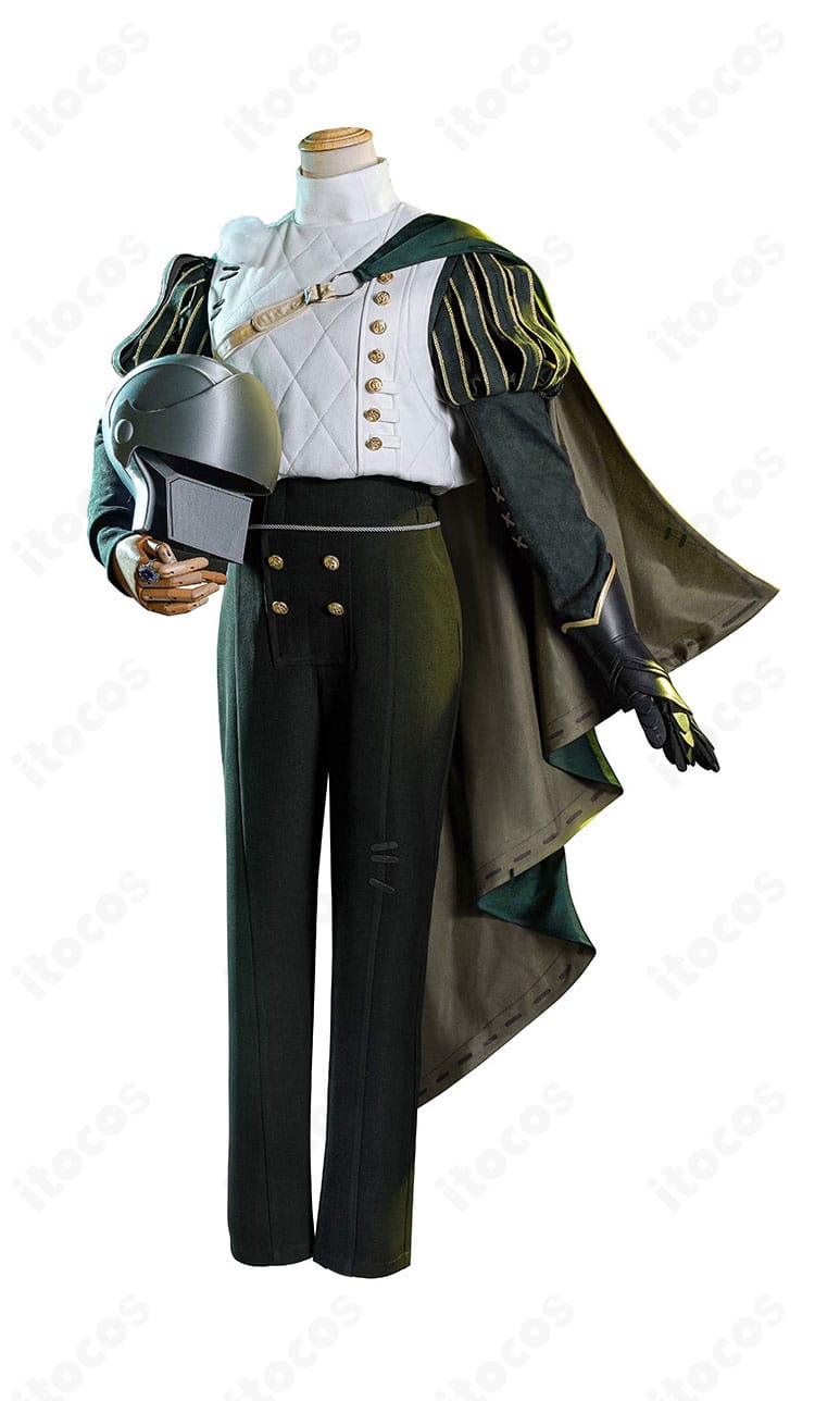 第五人格 騎士コスプレ衣装の左右サイドビュー。マントの落ち感と肩飾り・手鎧の立体感がわかる角度。