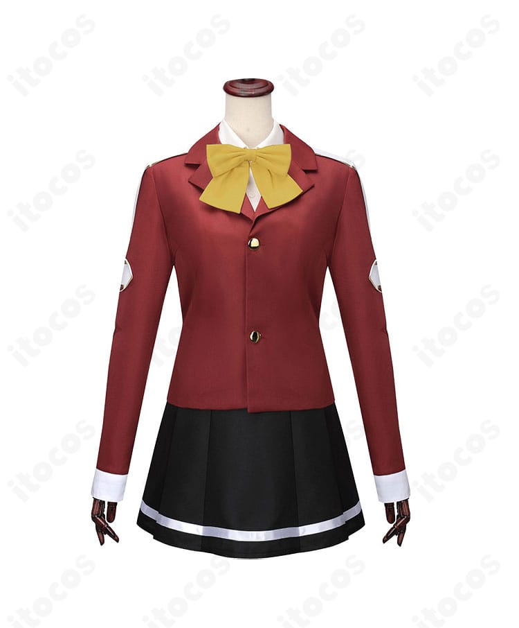 正面からの全身カット。ウェンディ・マーベルの100年クエスト版スタイルを忠実に再現したコート・シャツ・スカーフのディテール。