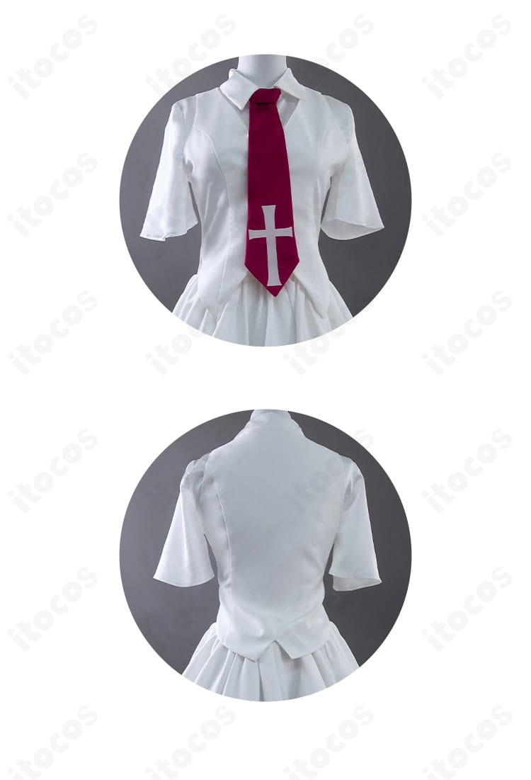 水上由岐コスプレ衣装の正面・背面ディテール比較。ネクタイとスカート、装飾の再現性を紹介