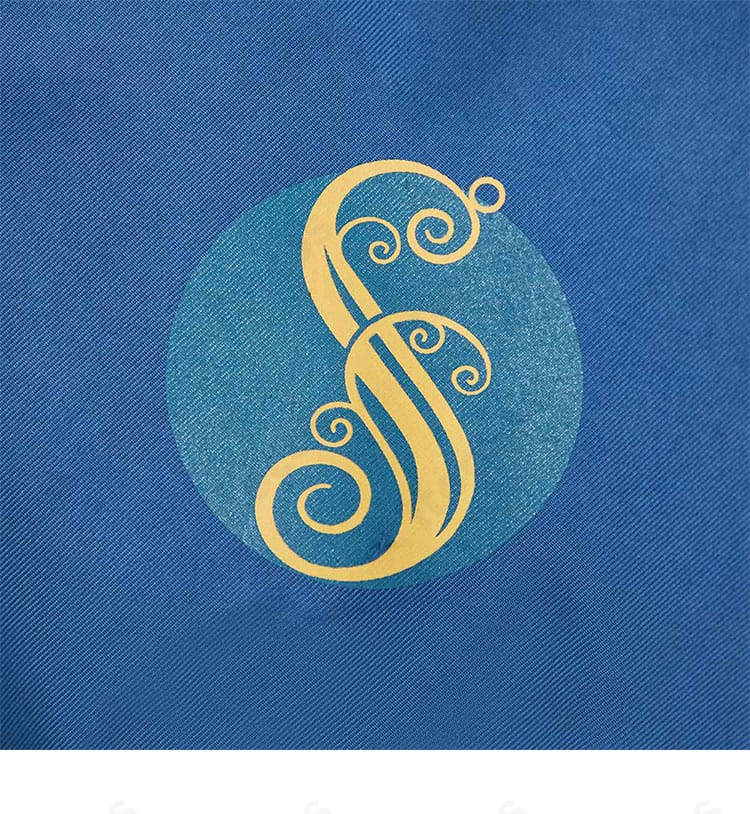 ウィキッド シズ大学 制服の胸元ロゴ装飾のアップ。意匠の再現度が分かるディテール画像