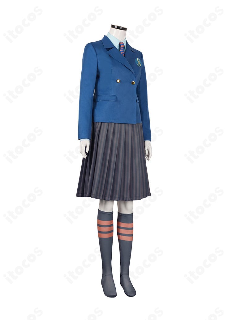 ウィキッド シズ大学 制服コスプレの右側面。コートのラインと袖のシルエットを確認できる画像