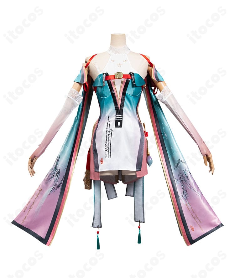 鳴潮 折枝（オリエ）コスプレ衣装の正面全体。ワンピースのシルエットと色分割を高再現で確認。