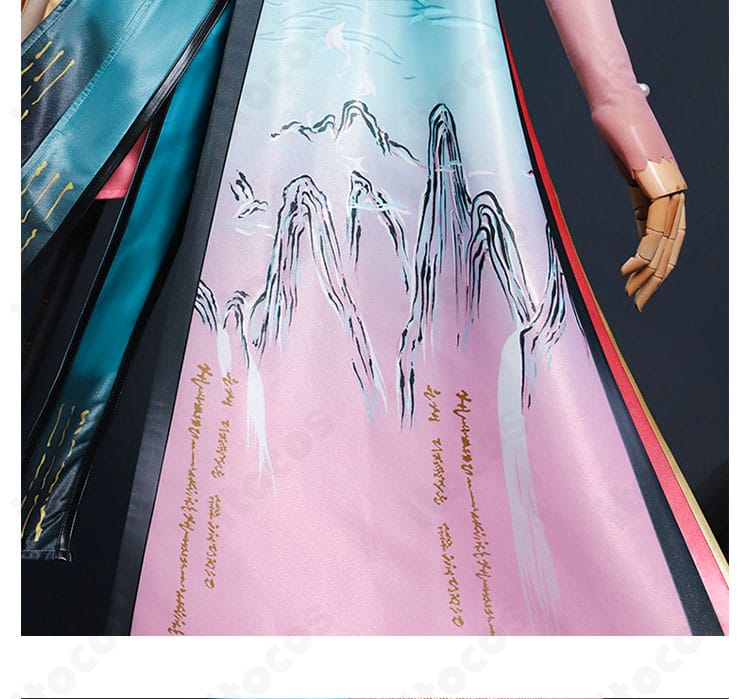 鳴潮 折枝（オリエ）コスプレ衣装の裾装飾クローズアップ。ヘムラインの意匠と質感。