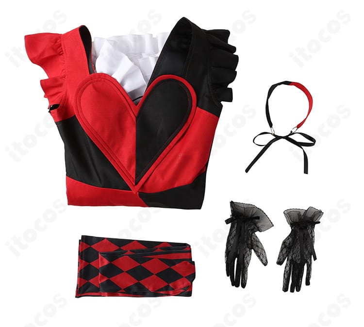 セット内容一覧：ワンピース、チョーカー、手袋、靴下、カチューシャが一目で分かる構成画像