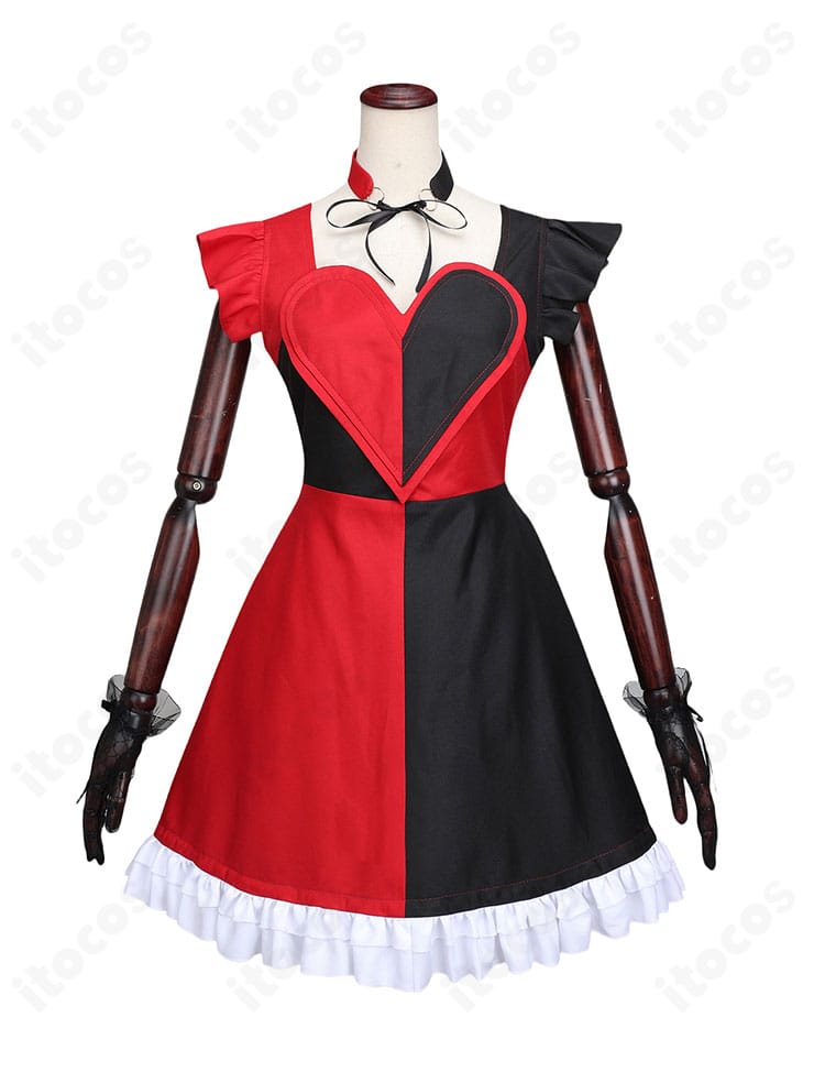 正面から見たFFXIV ローズ・ヴァレンティオン ドレス。胸元のリボンと装飾配置が分かる全身画像