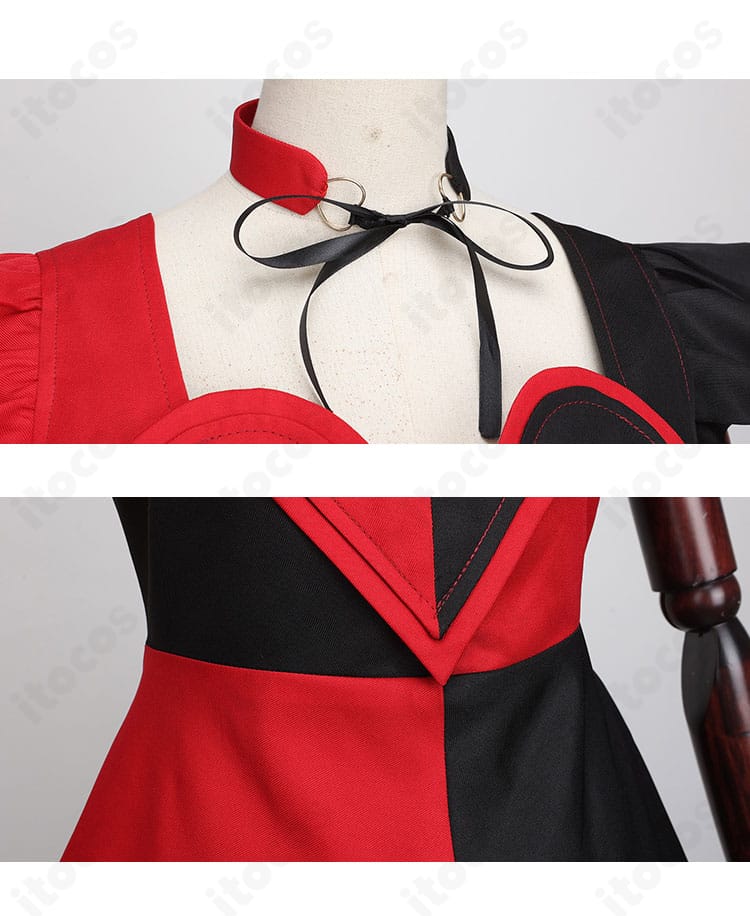 チョーカーとウエスト装飾のクローズアップ。上品な首元デザインと腰のアクセントが確認できる画像