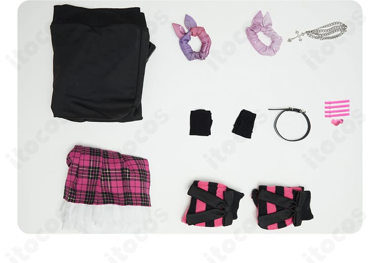 鏡音リン コラボ衣装セット一式の内容写真｜スウェット・スカート・小物を一覧で表示