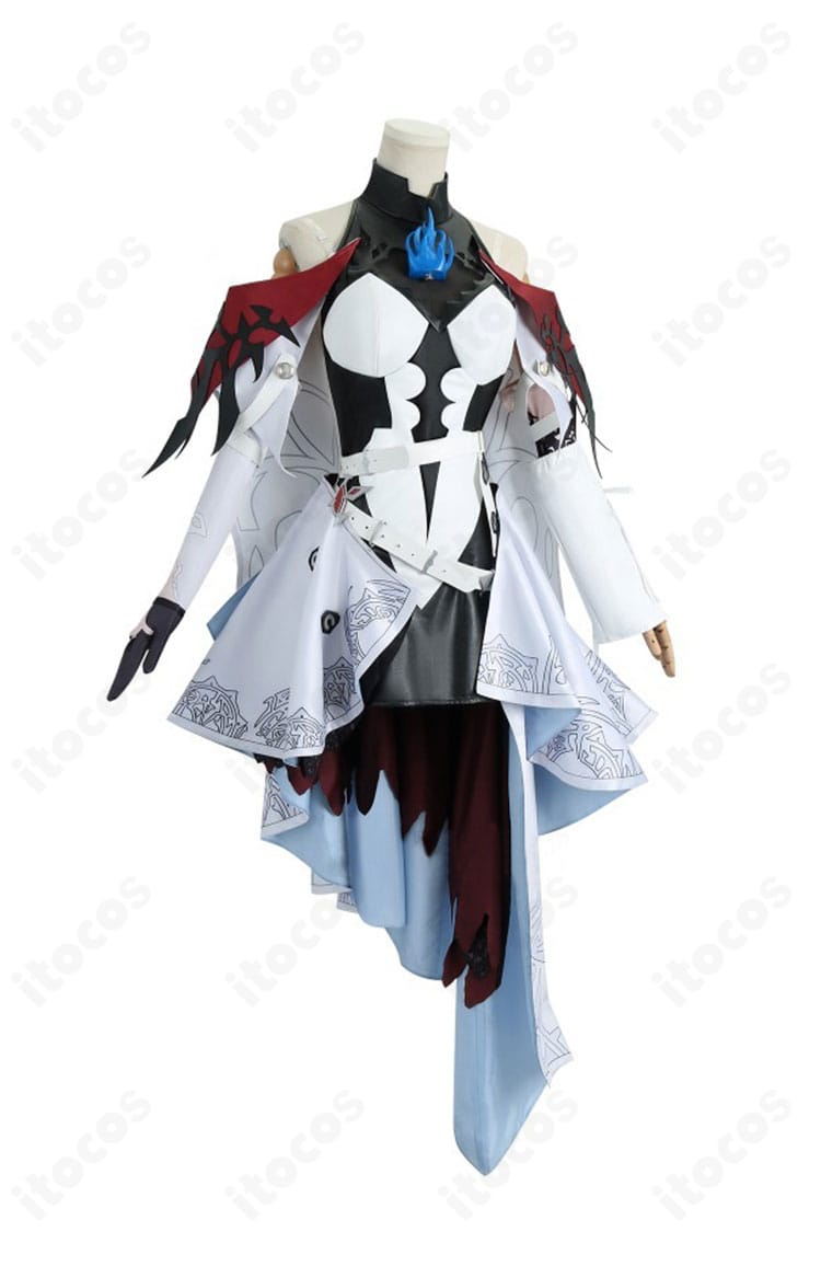 エリザベス・ローズ・ブラッドフレイム 衣装の側面ディテール。オーバースカートの重ねとベルト位置で立体感を表現。