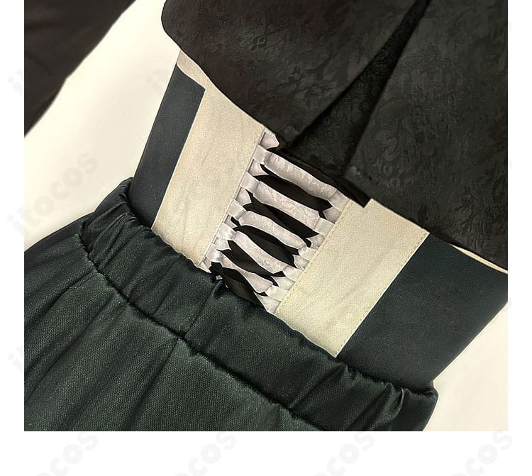 背面ディテールの再掲。リボンの結び目やファスナー位置など仕立ての丁寧さを示す画像。