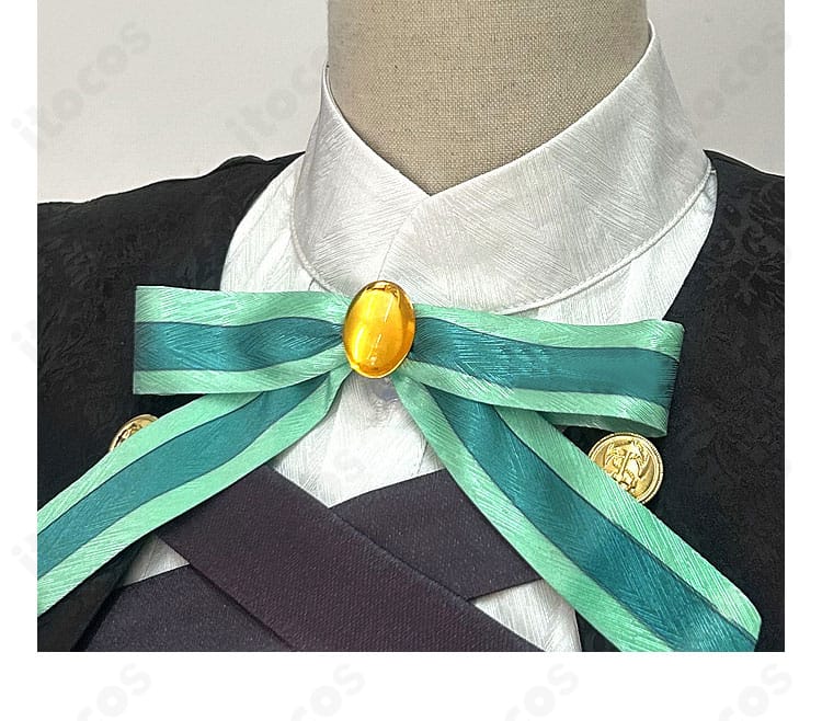 領結（リボンタイ）の装飾ディテール。結び目のボリュームと端正な形状を示す近接画像。