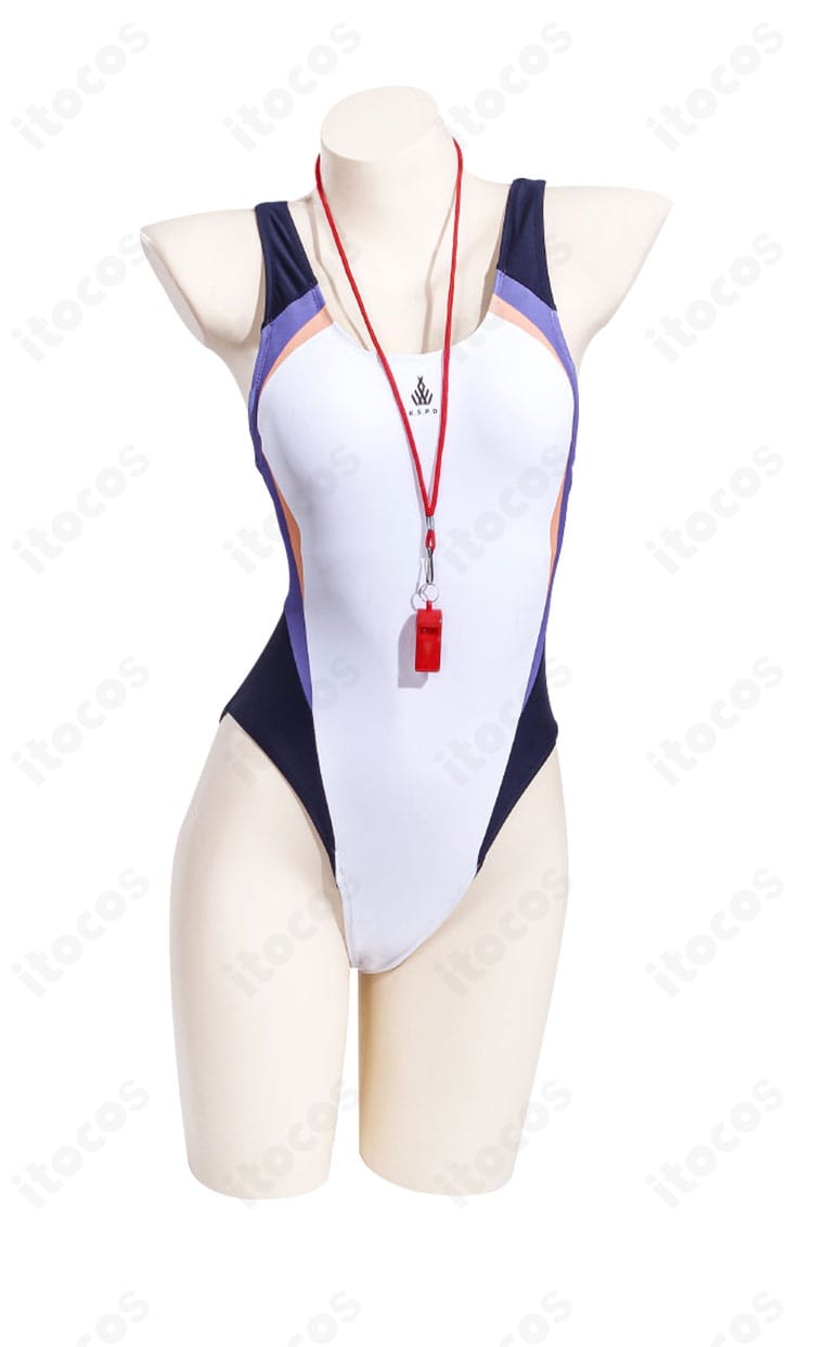 内搭レオタード正面ディテール。滑らかな生地感とフィットするライン、胸元とウエストのカットを強調。