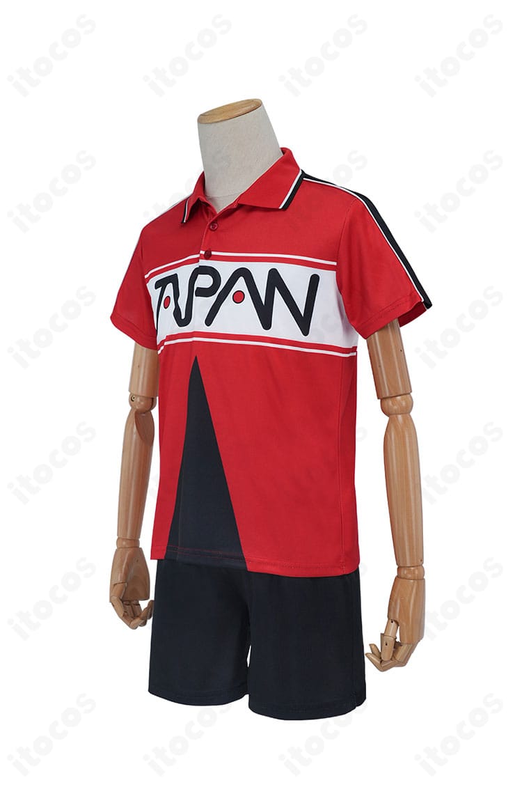 新テニスの王子様 コスプレ 越前リョーマ・不二周助モデル 左側面のライン配置とシルエットが分かるジャージ詳細写真