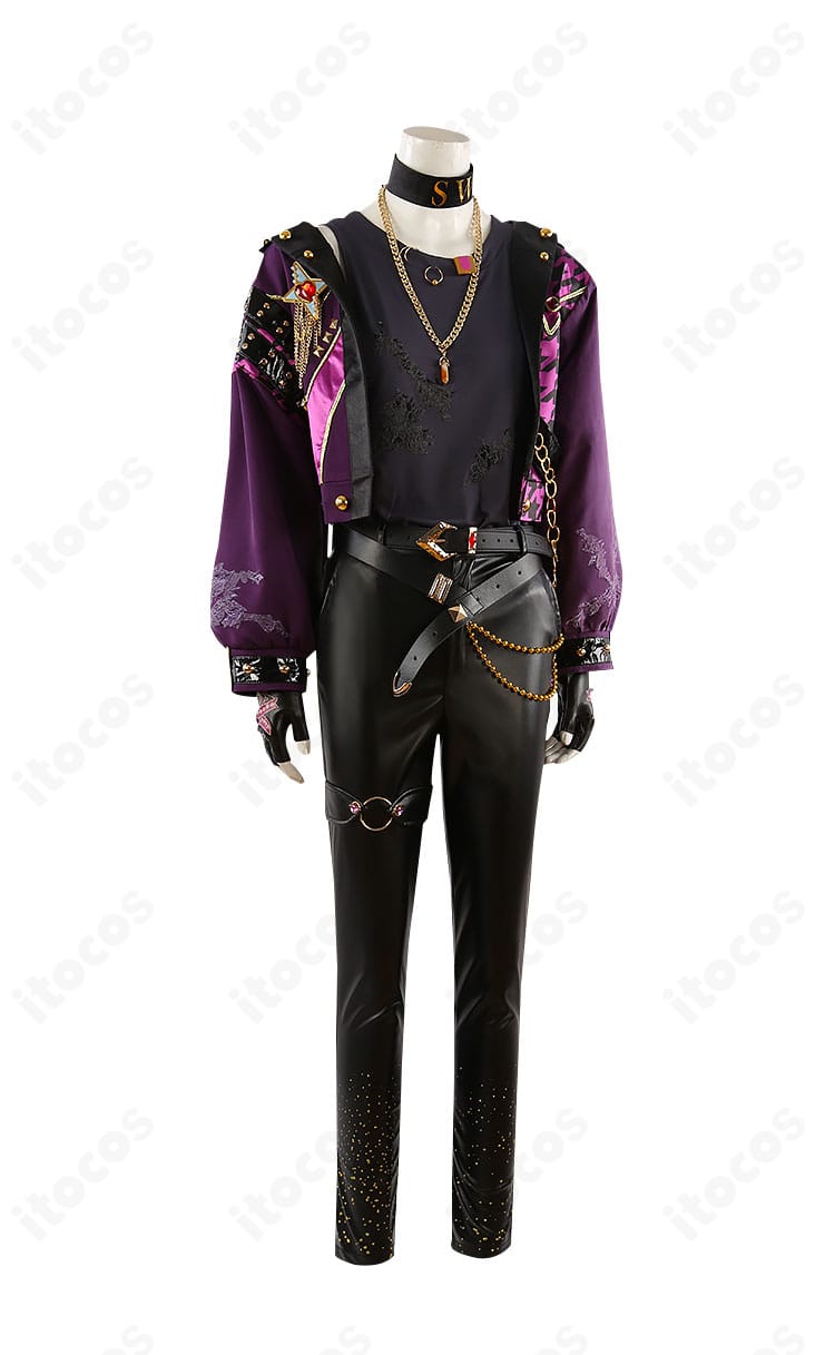 乙狩アドニス SWING NIGHTコスプレ衣装の右側面。肩から腰のラインとチェーン位置の確認用