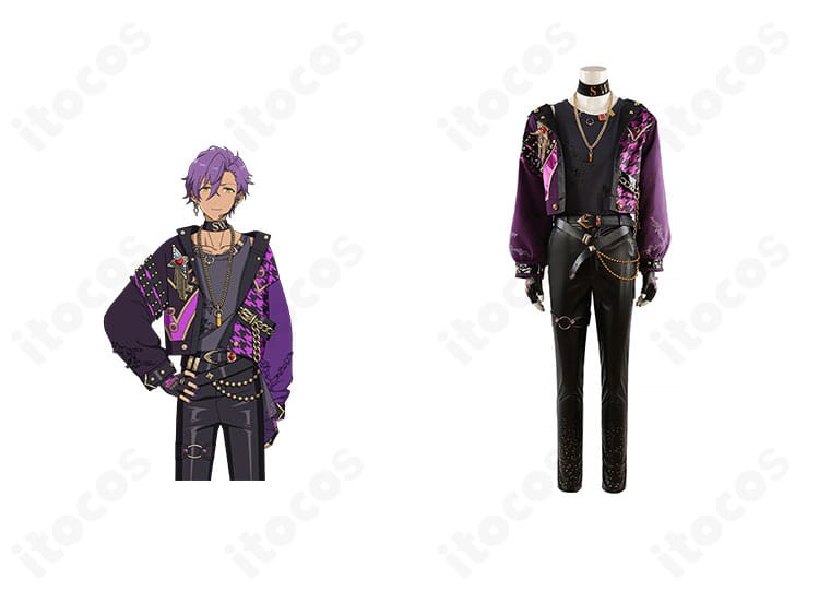 あんさんぶるスターズ！！ 乙狩アドニスのSWING NIGHT衣装とキャラクターの並び。装飾と全体バランスがわかるコラボカット