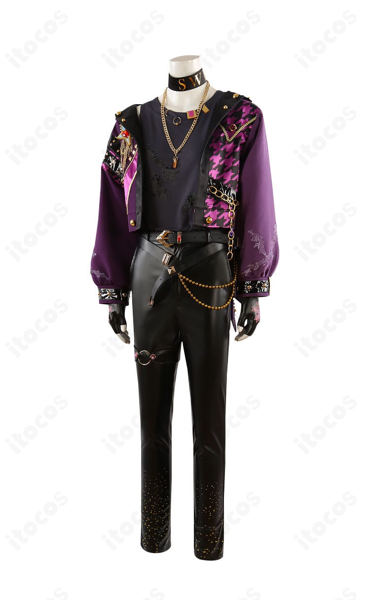 乙狩アドニス SWING NIGHTコスプレ衣装の左側面。袖口装飾とベルトの見え方を示す画像