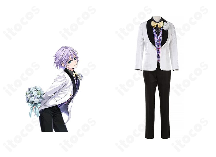 エペル・フェルミエ花婿（オリジナル）コスプレ衣装の正面全身。タキシードのバランスと胸飾りが映える構図