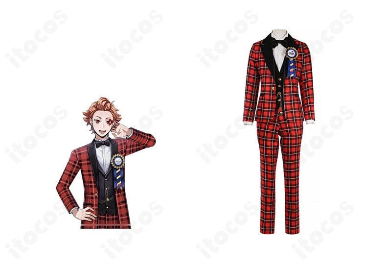 ディズニー ツイステッドワンダーランド エース・トラッポラのコスプレ衣装一式とキャラクター比較・正面ビュー