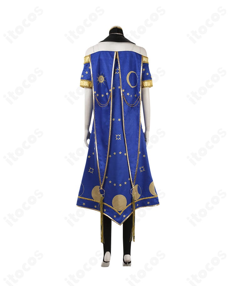 ツイステ デュース・スペード 星送りの衣の背面。背中の切り替えとフィット感、裾の装飾が確認できる。