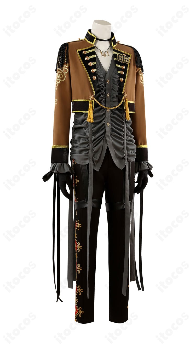 レオナ・キングスカラー ハロウィン衣装 右側面。肩章とフリンジの流れ、サイドラインの立体感を確認できる写真。