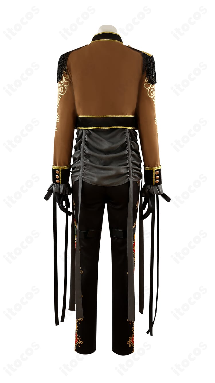 レオナ・キングスカラー ハロウィン衣装 背面。背中の切替ラインと裾の広がり、背面装飾の配置が見える。