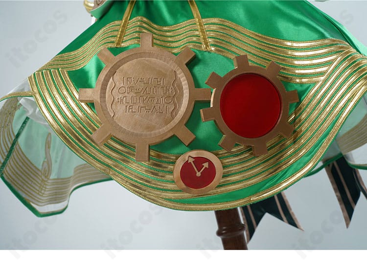 ホロライブ セシリア・イマーグリーン衣装の裾飾り。レイヤー構成と縁取りの意匠を明瞭に。