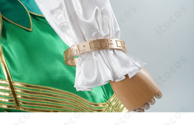 ホロライブ セシリア・イマーグリーン衣装の袖口クローズアップ。端処理と装飾の仕上げを詳細表示。