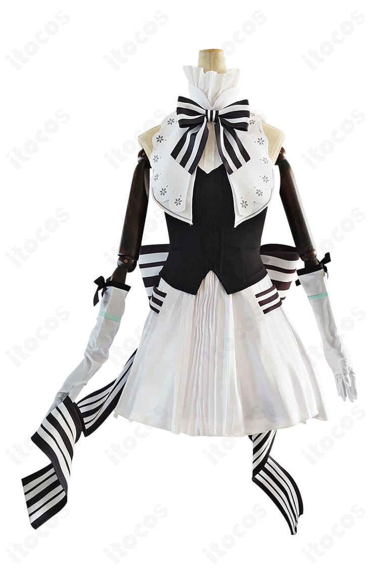 初音ミクシンフォニー2024 初音ミク衣装の商品正面。エレガントなワンピースとリボンディテールを中心に全体デザインを示した画像。