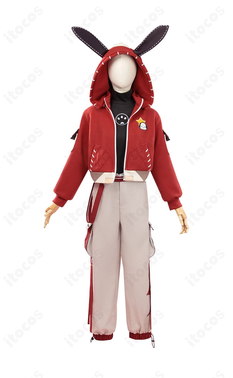 商品正面画像。第五人格×サンリオキャラクターズ ルカ・バルサー（囚人）ポチャッココラボ衣装のコートとインナー構成が分かる