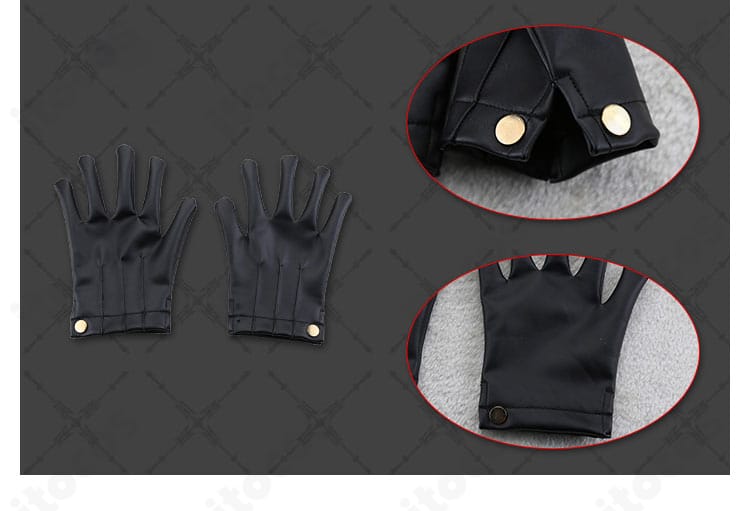 手袋の装飾と質感のアップ（指先シルエット）