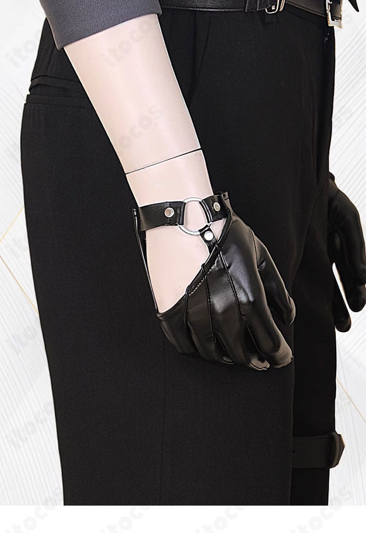 手袋ディテール。素材感とカフ部分の仕上げが分かるアクセサリー画像