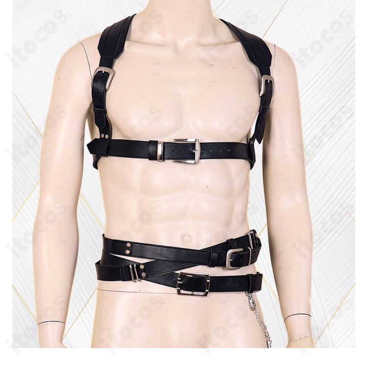 恋と深空 コスプレ衣装 腰ベルトと装飾紐のアップ。ウエスト周りのレイヤー感と留め具の構造がわかる