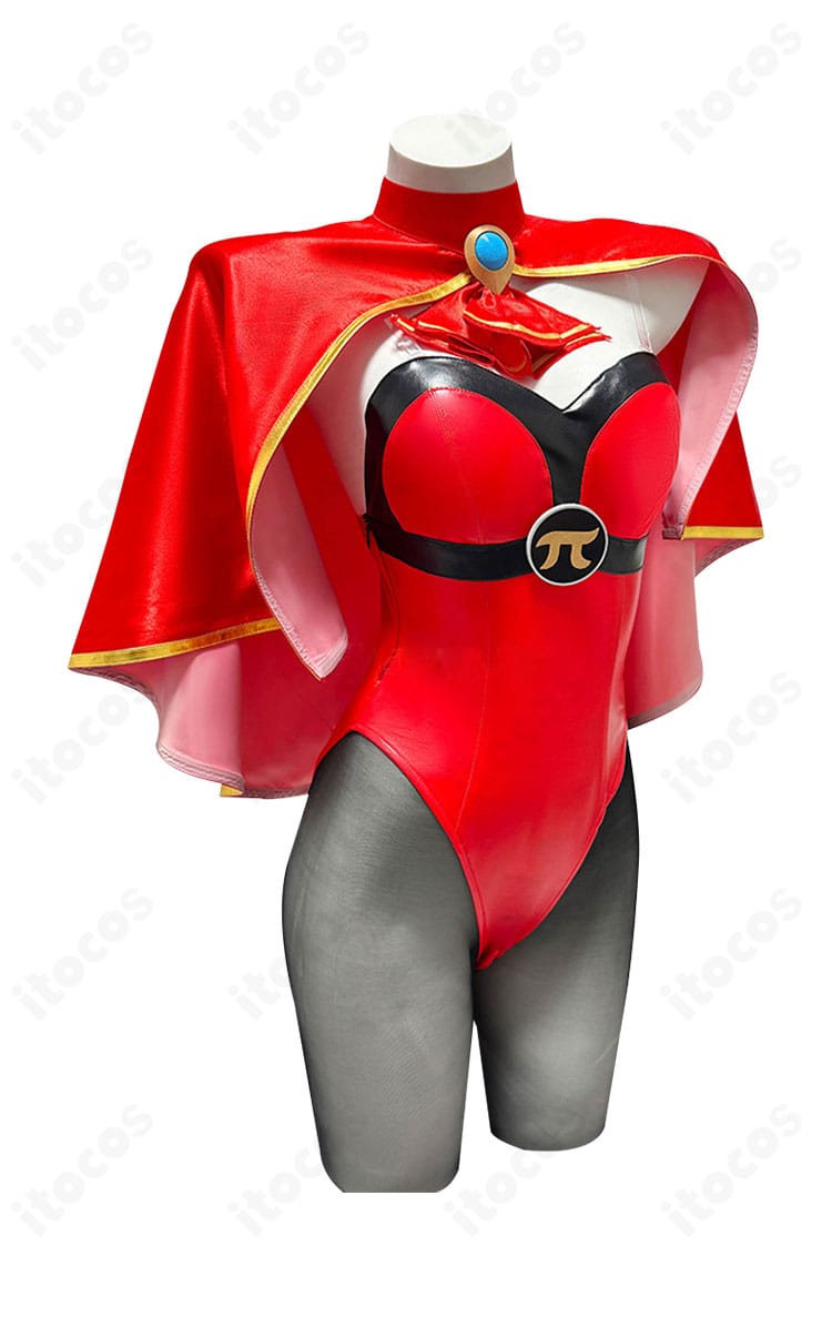 右側面のディテール画像。レオタードのフィット感、手袋の縫製、タイツの質感など立体感が分かるカット。