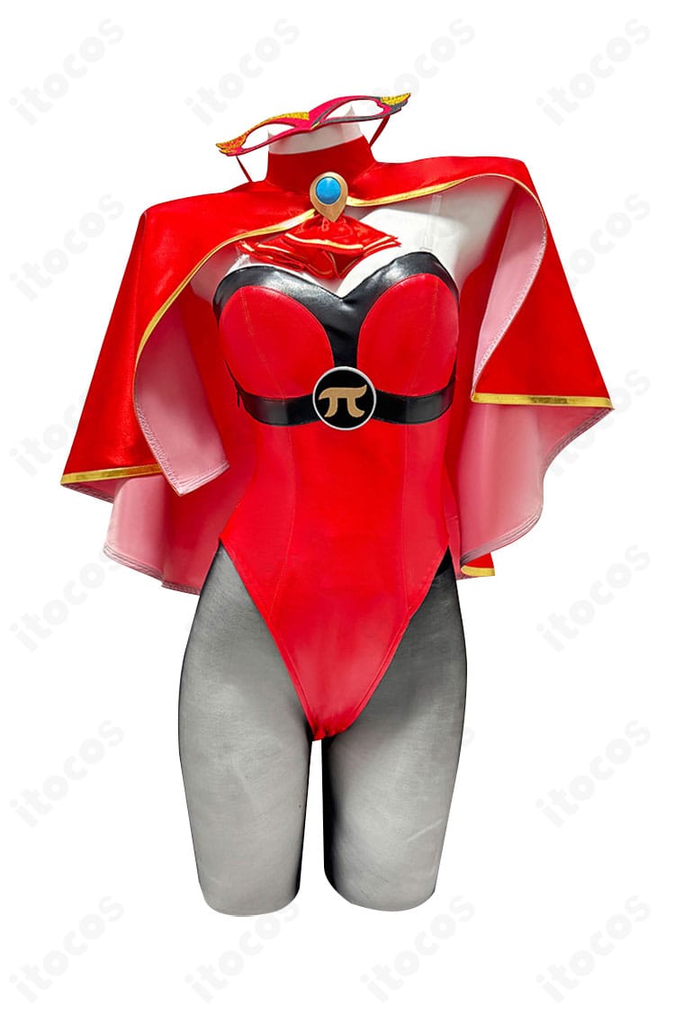 宝鐘マリン パイパイ仮面コスプレの正面ディテール。胸元ライン、スカーフ、留め具の仕上げが鮮明に見える商品画像。