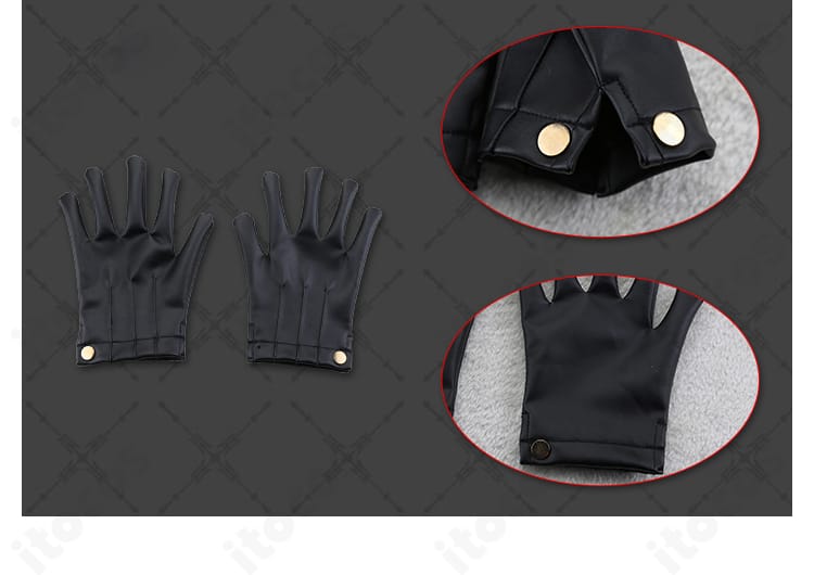 手袋装飾のクローズアップ。甲部分の意匠と配色が分かる写真