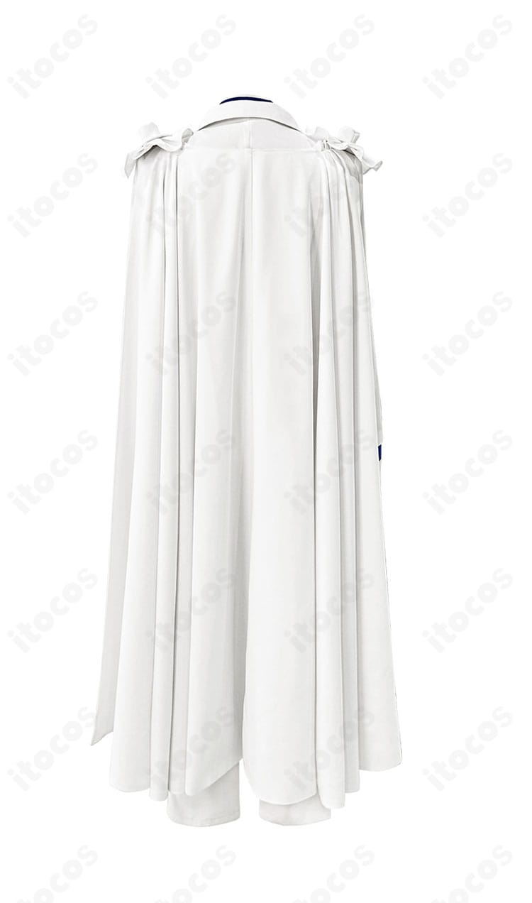 怪盗キッド（黒羽快斗）コスプレ衣装 背面図。コートとマントの重なりと後ろ姿のドレープを強調した画像